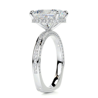 3.08ct Radiant Cut Hidden Halo Channel Diamond Moissanite Engagement Ring