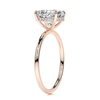 3.0ct Oval Cut Hidden Halo Solitaire Moissanite Diamond Engagement Ring