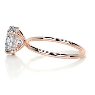3.0ct Oval Cut Hidden Halo Solitaire Moissanite Diamond Engagement Ring