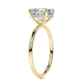 3.0ct Oval Cut Hidden Halo Solitaire Moissanite Diamond Engagement Ring
