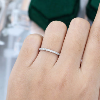 Classic 0.25ct round half eternity moissanite wedding band front view