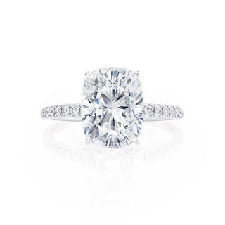 Dazzling 1.75ct cushion solitaire moissanite ring side profile view