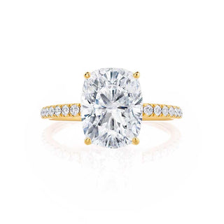 Brilliant 1.75ct cushion solitaire moissanite ring side profile view