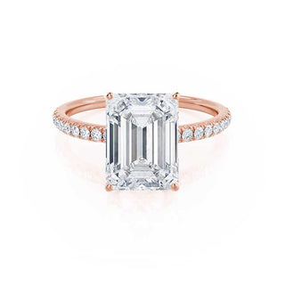 Vintage 2.52ct emerald solitaire moissanite ring angled view showing its sparkle