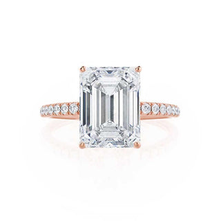Vintage 2.52ct emerald solitaire moissanite ring side profile view
