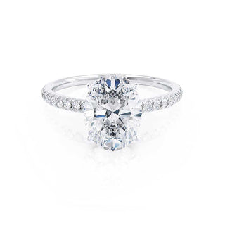 Vintage 0.90ct oval solitaire moissanite ring shown on a finger
