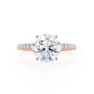 Graceful 1.0ct round solitaire moissanite ring angled view showing its sparkle image 2
