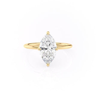 1.58 CT Marquise Cut Solitaire Moissanite Engagement Ring front view
