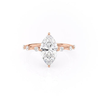 1.58 CT Marquise Brilliant Halo Moissanite Engagement Ring side view