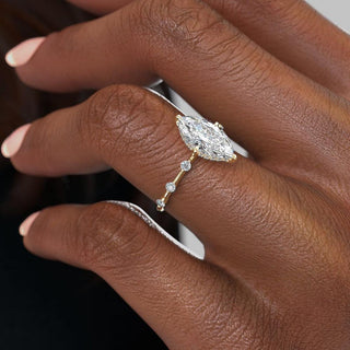 1.58 CT Marquise Brilliant Halo Moissanite Engagement Ring top view
