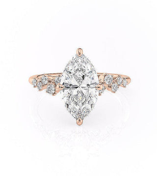 1.58 CT Marquise Solitaire Halo Moissanite Engagement Ring side view