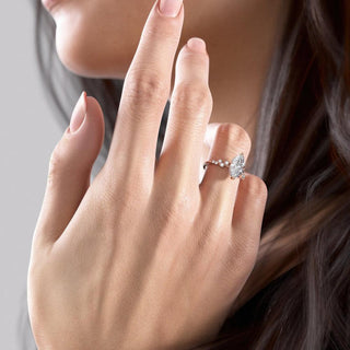 1.58 CT Marquise Solitaire Halo Moissanite Engagement Ring on hand