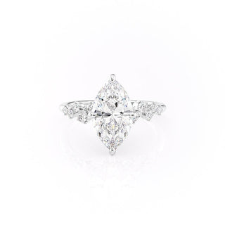 1.58 CT Marquise Solitaire Halo Moissanite Engagement Ring sparkle view