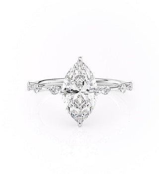 1.58 CT Marquise Brilliant Halo Moissanite Engagement Ring front view