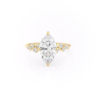 1.58 CT Marquise Solitaire Halo Moissanite Engagement Ring front view