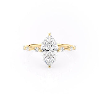 1.58 CT Marquise Brilliant Halo Moissanite Engagement Ring front view