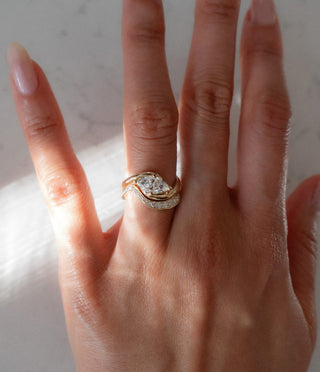 1.0CT-2.0CT Marquise Moissanite Diamond By Pass Engagement Couple Ring Design With Matching Band