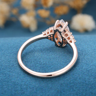 0.90 CT Marquise Cluster Classic Moissanite Engagement Ring on hand