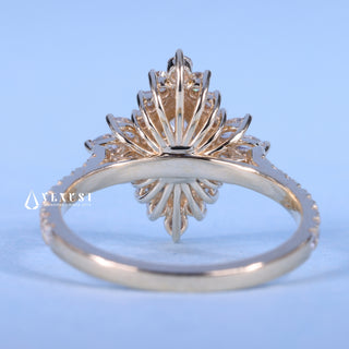 1.0CT Marquise Moissanite Diamond Halo Cluster Vintage Style Engagement Ring