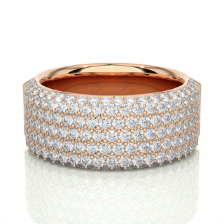 Micro Round Cut Pave Moissanite Men's Wedding Band Yellow Gold