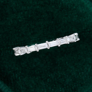 Gorgeous 0.11ct baguette moissanite wedding band top view