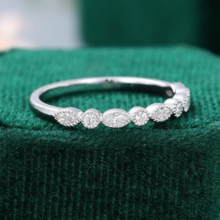 marquise-round-moissanite-milgrain-style-wedding-band