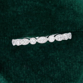 marquise-round-moissanite-milgrain-style-wedding-band