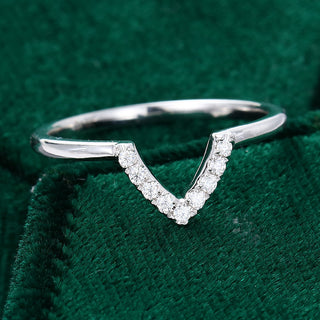 Radiant 0.09ct round moissanite wedding band close up of the setting