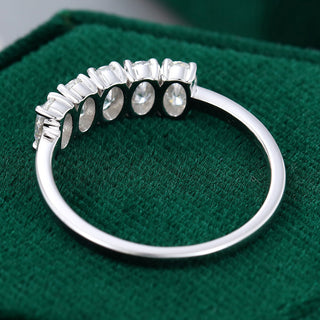 Exquisite 1.29ct oval moissanite wedding band top view