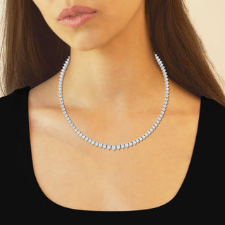 Round Brilliant Cut Solitaire Moissanite Tennis Necklace side view