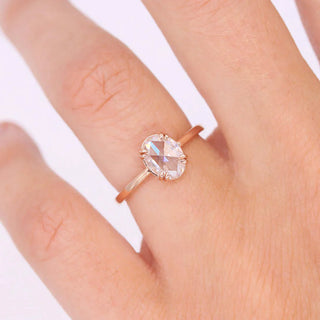 Timeless 1.33ct oval solitaire moissanite ring side profile view