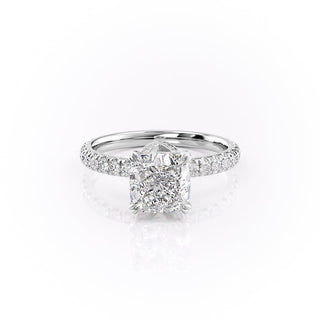 2.15 CT Cushion Cut Pave Halo Moissanite Engagement Ring sparkle view