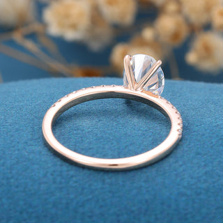 1.33 CT Oval Cut Pave Solitaire Moissanite Engagement Ring on hand