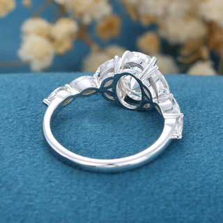 1.33 CT Oval Cluster Solitaire Moissanite Engagement Ring on hand