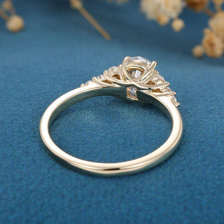 1.33 CT Oval Cut Cluster Elegant Moissanite Engagement Ring on hand