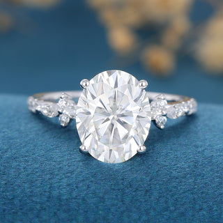 2.72 CT Oval Brilliant Cut Pave Moissanite Engagement Ring front view
