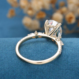 2.72 CT Oval Brilliant Pave Halo Moissanite Engagement Ring on hand
