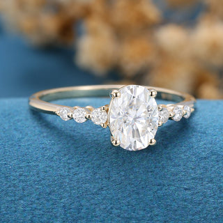 1.33 CT Oval Cut Pave Elegant Moissanite Engagement Ring top view