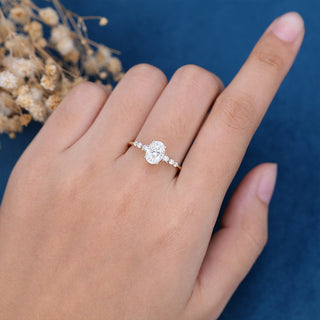 1.33 CT Oval Cut Pave Elegant Moissanite Engagement Ring side view