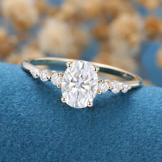 1.33 CT Oval Cut Pave Elegant Moissanite Engagement Ring close up