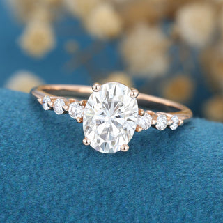 1.33 CT Oval Cut Pave Classic Moissanite Engagement Ring top view