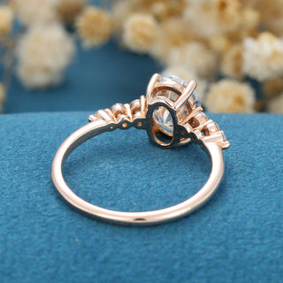 1.33 CT Oval Cut Pave Classic Moissanite Engagement Ring on hand