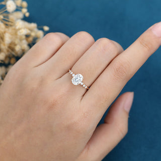 1.33 CT Oval Cut Pave Classic Moissanite Engagement Ring side view