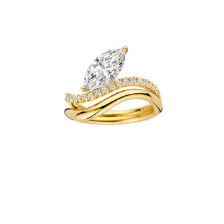 1.41ct Marquise Diamond Sweeping Wave Pave Band Unique Engagement Ring