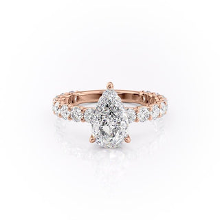 Modern 2.0ct pear solitaire moissanite ring overhead view