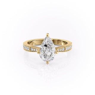 2.0 CT Pear Cut Channel Pave Diamond Moissanite Engagement Ring