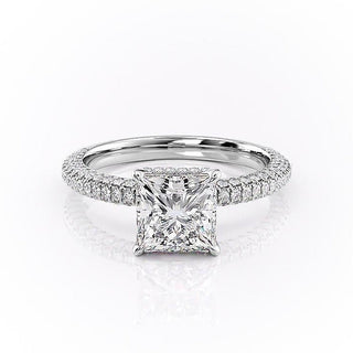 2.08 CT Princess Brilliant Halo Moissanite Engagement Ring sparkle view