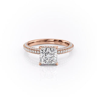 2.08 CT Princess Brilliant Halo Moissanite Engagement Ring side view