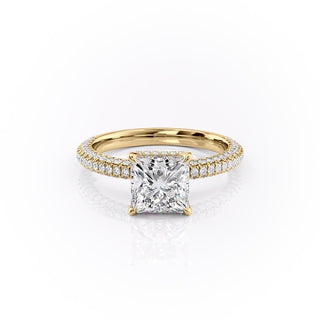 2.08 CT Princess Brilliant Halo Moissanite Engagement Ring front view