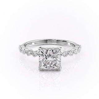 2.08 CT Princess Brilliant Cut Moissanite Engagement Ring sparkle view
